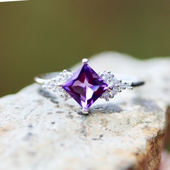 Handmade Sterling Silver Amethyst Ring, Art Deco, February Birthstone - Picture 1 of 7